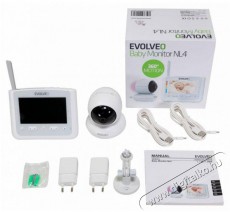 Evolveo NL4 Bébiőr éjszakai fénnyel és forgó kamerával Szépségápolás / Egészség - Baba mama termék - Bébiőr / babafigyelő - 519404