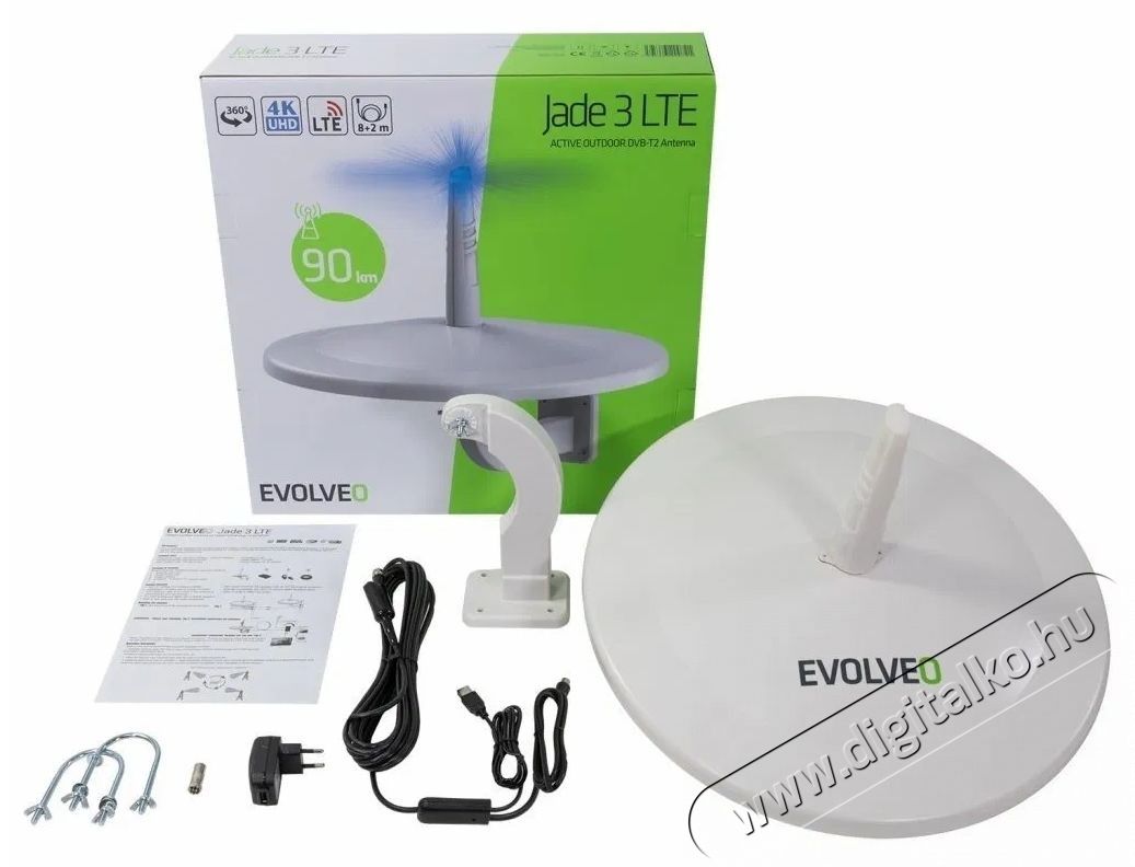 Evolveo Jade 3, akt&iacute;v k&uuml;lt&eacute;ri antenna DVB-T2, LTE/4G/5G szűrővel TV antenna Tv kieg&eacute;sz&iacute;tők - Antenna - K&uuml;lt&eacute;ri antenna - 531755