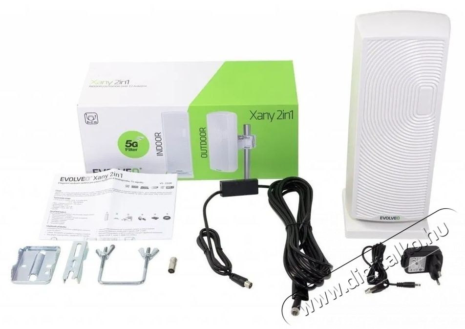 Evolveo Xany 2in1, akt&iacute;v k&uuml;lt&eacute;ri/szobaantenna FM/DAB /DVB-T2, LTE/4G/5G szűrővel TV antenna Tv kieg&eacute;sz&iacute;tők - Antenna - K&uuml;lt&eacute;ri antenna - 531757