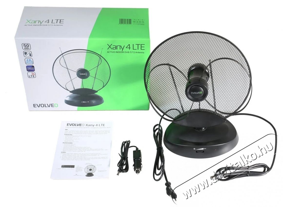 Evolveo Xany 4, 230/12V, akt&iacute;v szobaantenna DVB-T2, LTE/4G/5G szűrővel TV antenna Tv kieg&eacute;sz&iacute;tők - Antenna - Belt&eacute;ri antenna - 531754