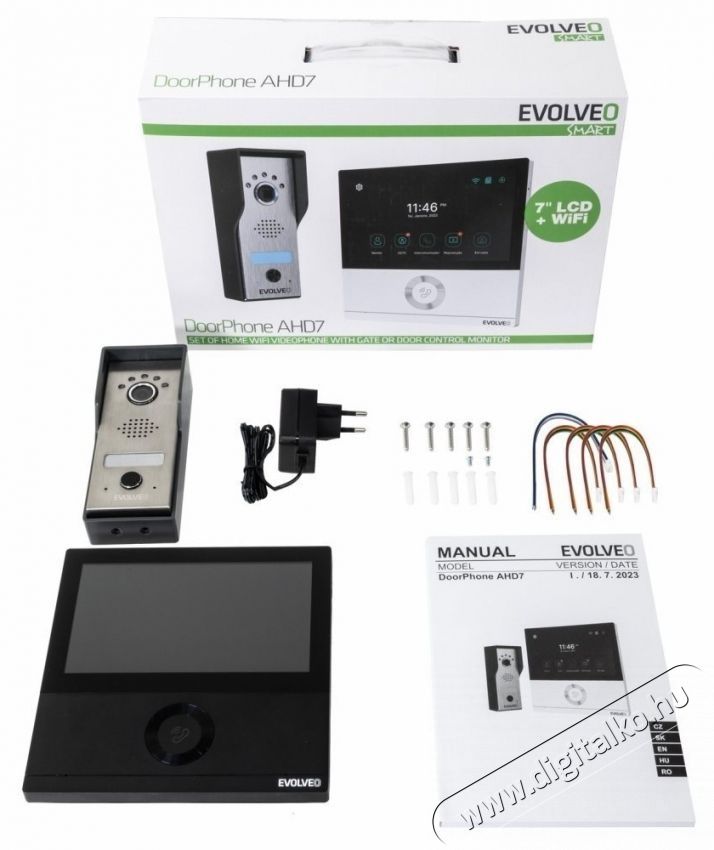 Evolveo DoorPhone AHD7, fekete monitor H&aacute;ztart&aacute;s / Otthon / K&uuml;lt&eacute;r - Biztons&aacute;gtechnika - Kieg&eacute;sz&iacute;tő - 519397