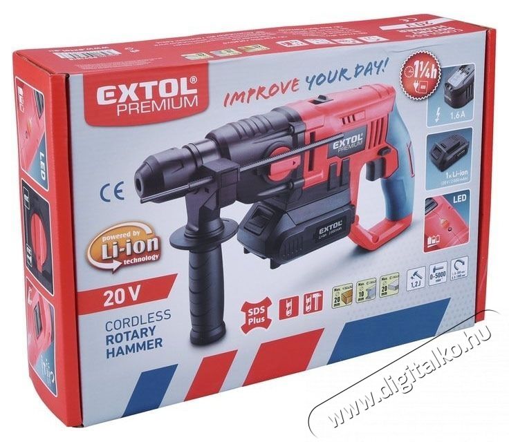 EXTOL 8891818 Akkus &uuml;tvef&uacute;r&oacute; SDS Plus H&aacute;ztart&aacute;s / Otthon / K&uuml;lt&eacute;r - Szersz&aacute;m - F&uacute;r&oacute; / f&uacute;r&oacute;kalap&aacute;cs - 535197