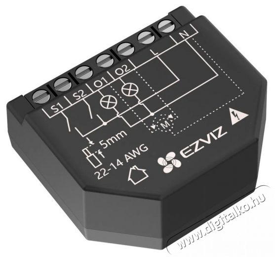 Ezviz T36-R100-WM okos WiFi kapcsolómodul, 2 csatorna, fogyasztásmérés Háztartás / Otthon / Kültér - Okos otthon - Kiegészítő - 522619