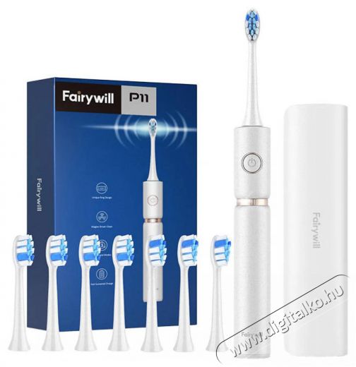 FairyWill FW-P11 Szónikus fogkefe fejkészlettel és tokkal (fehér) FW P11 white Szépségápolás / Egészség - Száj / fog ápolás - Elektromos fogkefe - 493156