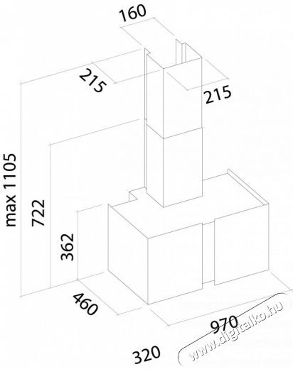 Falmec Mirabilia Quare 97 fali páraelszívó test Konyhai termékek - Páraelszívó - Beépíthető / kihúzható - 355929