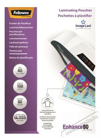 Fellowes A5 80 mikron fényes lamináló fólia Iroda és számítástechnika - Papír kezelő termék - Lamináló fólia - 386984
