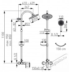 Ferro Algeo zuhanyoszlop, zuhany csaptelep, zuhanyr&uacute;d k&eacute;szlet cs&uacute;sz&oacute; t&aacute;maszt&eacute;kkal, fix zuhany &eacute;s b&uacute;torzuhanyfej, kr&oacute;m H&aacute;ztart&aacute;s / Otthon / K&uuml;lt&eacute;r - F&uuml;rdőszoba / wc - Kieg&eacute;sz&iacute;tő - 536492