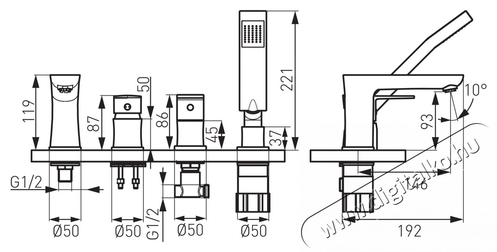 Ferro n&eacute;gysz&ouml;gletes k&aacute;d/zuhanycsaptelep, 4 lyuk, kih&uacute;zhat&oacute; zuhany, 1 funkci&oacute;s zuhany, egykaros, ker&aacute;miapatron/kapcsol&oacute;, levegőztető, csatlakoz&oacute;k, kr&oacute;m H&aacute;ztart&aacute;s / Otthon / K&uuml;lt&eacute;r - F&uuml;rdőszoba / wc - Kieg&eacute;sz&iacute;tő - 536484