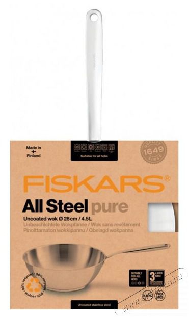 FISKARS All Steel Pure 28 cm wok serpenyő Konyhai term&eacute;kek - Ed&eacute;ny - Serpenyő - 434235