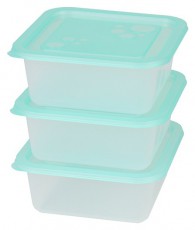 FLAIR 80052 Freezy 1,2L 3 db-os smaragdzöld négyzetes ételtároló hűtődoboz Konyhai termékek - Edény - Ételtároló - 507860
