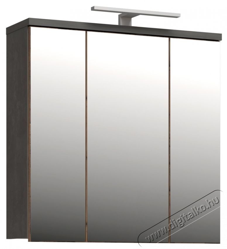 Forte Veris f&uuml;rdőszoba fali szekr&eacute;ny, 3 ajt&oacute;s, t&uuml;k&ouml;rrel &eacute;s LED-del, 68,6x20x68,1 cm, s&ouml;t&eacute;tsz&uuml;rke optikai beton/vintage fa H&aacute;ztart&aacute;s / Otthon / K&uuml;lt&eacute;r - F&uuml;rdőszoba / wc - Kieg&eacute;sz&iacute;tő - 536585