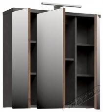 Forte Veris f&uuml;rdőszoba fali szekr&eacute;ny, 3 ajt&oacute;s, t&uuml;k&ouml;rrel &eacute;s LED-del, 68,6x20x68,1 cm, s&ouml;t&eacute;tsz&uuml;rke optikai beton/vintage fa H&aacute;ztart&aacute;s / Otthon / K&uuml;lt&eacute;r - F&uuml;rdőszoba / wc - Kieg&eacute;sz&iacute;tő - 536585