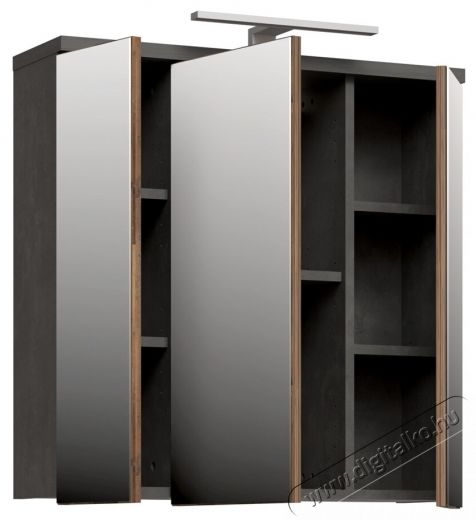 Forte Veris f&uuml;rdőszoba fali szekr&eacute;ny, 3 ajt&oacute;s, t&uuml;k&ouml;rrel &eacute;s LED-del, 68,6x20x68,1 cm, s&ouml;t&eacute;tsz&uuml;rke optikai beton/vintage fa H&aacute;ztart&aacute;s / Otthon / K&uuml;lt&eacute;r - F&uuml;rdőszoba / wc - Kieg&eacute;sz&iacute;tő - 536585