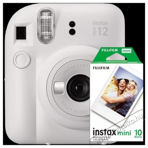 FujiFilm Instax Mini 12 instant f&eacute;nyk&eacute;pezőg&eacute;p, Clay White + Mini Film 1x10  F&eacute;nyk&eacute;pezőg&eacute;p / kamera - Kompakt f&eacute;nyk&eacute;pezőg&eacute;p - Norm&aacute;l tud&aacute;s&uacute; kompakt - 537665