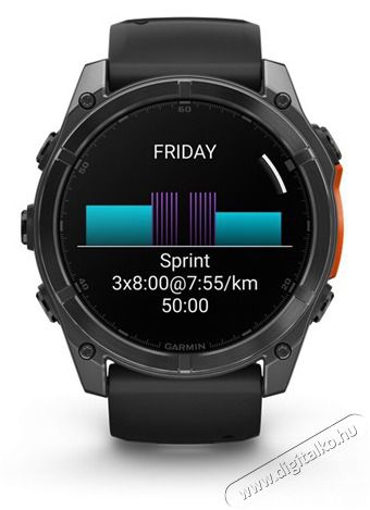 Garmin 010-02905-00 fenix 8 AMOLED (51mm) szilikon p&aacute;ntos fekete okos&oacute;ra Mobil / Kommunik&aacute;ci&oacute; / Smart - Okos eszk&ouml;z - Okos&oacute;ra - 514625