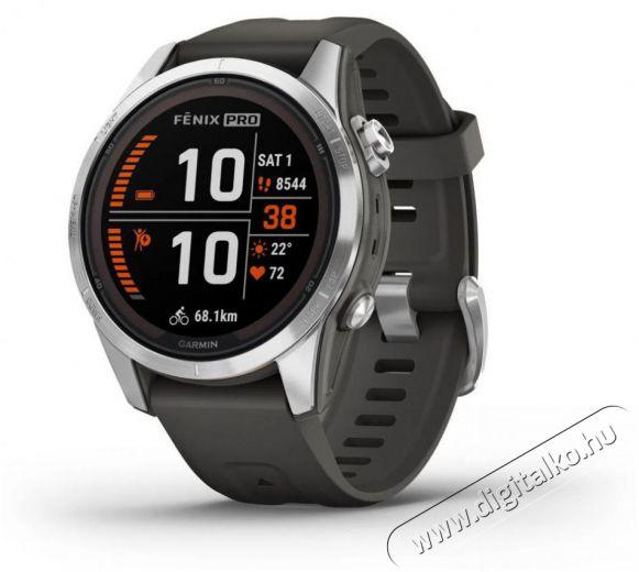 Garmin Fenix 7S Pro Solar - ezüst, grafitszürke szilikon szíjjal Mobil / Kommunikáció / Smart - Okos eszköz - Okosóra - 522725