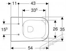 Geberit Selnova Square Premium fali WC, Rimfree, f&uuml;ggőleges &ouml;bl&iacute;t&eacute;ssel, r&eacute;szben z&aacute;rt forma, 54cm, Feh&eacute;r H&aacute;ztart&aacute;s / Otthon / K&uuml;lt&eacute;r - F&uuml;rdőszoba / wc - Kieg&eacute;sz&iacute;tő - 536608