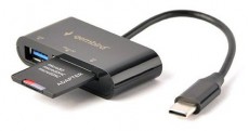Gembird USB-C SD/microSD kártyaolvasó fekete Memória kártya / Pendrive - Kártya olvasó - 506872