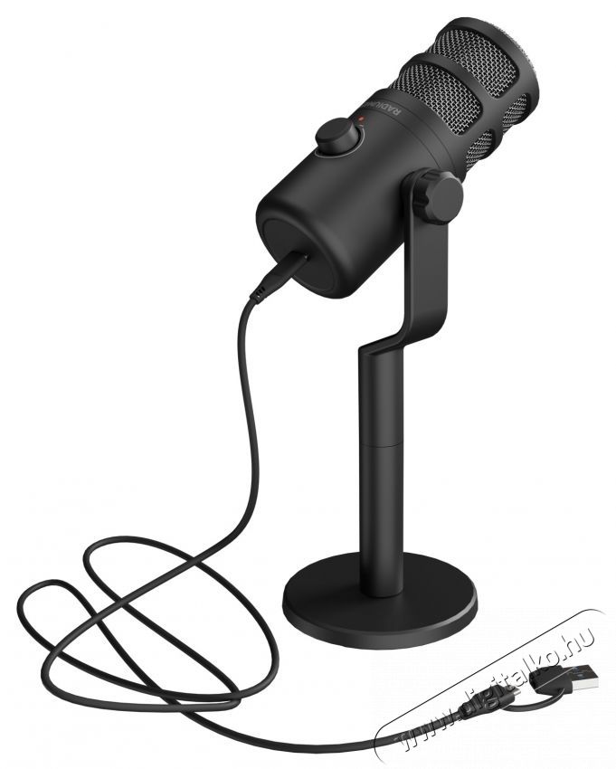 Genesis Radium 350D mikrofon, Dynamic, Kardioid karakterisztika, Fix &aacute;llv&aacute;ny, USB-C csatlakoz&oacute;, 60-14 000 Hz frekvencia&aacute;tvitel, 48 dB &eacute;rz&eacute;kenys&eacute;g, 250 cm k&aacute;belhossz, Fekete Fot&oacute;-Vide&oacute; kieg&eacute;sz&iacute;tők - Mikrofon - &Eacute;nek &eacute;s hangszer mikrofon - 534298