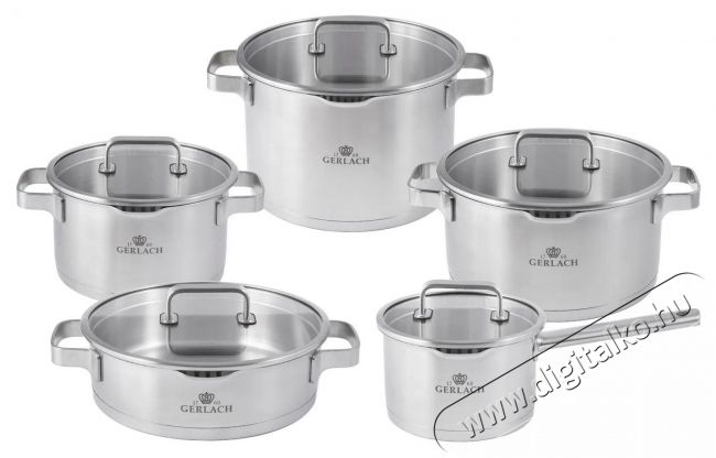 Gerlach PRESTIGE PLUS Rozsdamentes acél főzőedénykészlet 10 db Konyhai termékek - Edény - Edény készlet - 522789