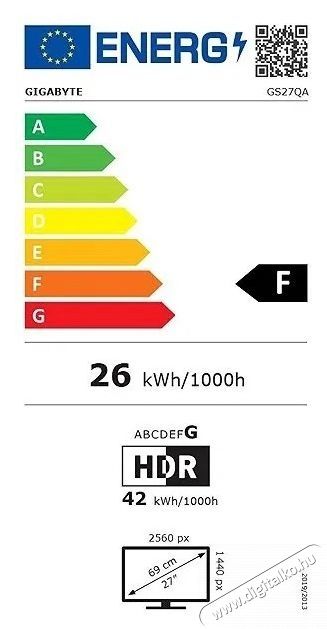 Gigabyte Gaming GS27QA LED monitor, 27  QHD, IPS, 1 ms, 180 Hz, HDR FreeSync Premium Iroda &eacute;s sz&aacute;m&iacute;t&aacute;stechnika - Monitor - Monitor - 534303