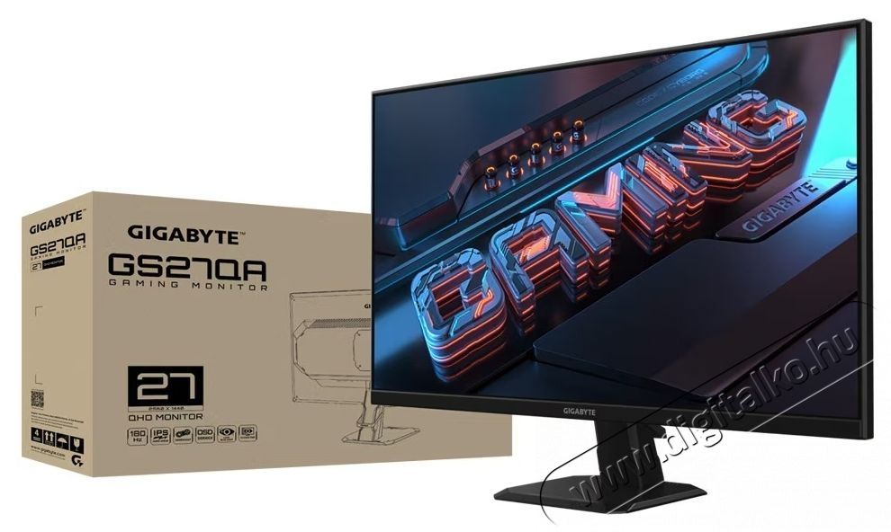 Gigabyte Gaming GS27QA LED monitor, 27  QHD, IPS, 1 ms, 180 Hz, HDR FreeSync Premium Iroda &eacute;s sz&aacute;m&iacute;t&aacute;stechnika - Monitor - Monitor - 534303