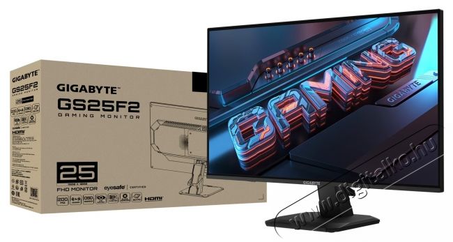 Gigabyte GS25F2 Gaming monitor, LED IPS 24.5 , Full HD (1920x1080), 200Hz, 1ms GTG, AMD FreeSync  Premium, HDR10, hangsz&oacute;r&oacute; 2W x2, 2x HDMI, DisplayPort, Jack, VESA, Fekete Iroda &eacute;s sz&aacute;m&iacute;t&aacute;stechnika - Monitor - Monitor - 534304