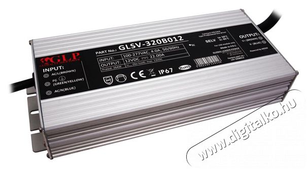 GLP GLSV-320B012 12V/21.66A 264W IP67 LED tápegység Háztartás / Otthon / Kültér - Világítás / elektromosság - Lámpa kiegészítő - 407832