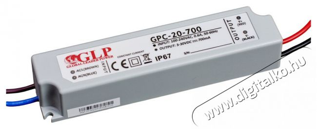 GLP GPC-20-700 19.6W 3~28V 700mA IP67 LED tápegység Háztartás / Otthon / Kültér - Világítás / elektromosság - Lámpa kiegészítő - 407693