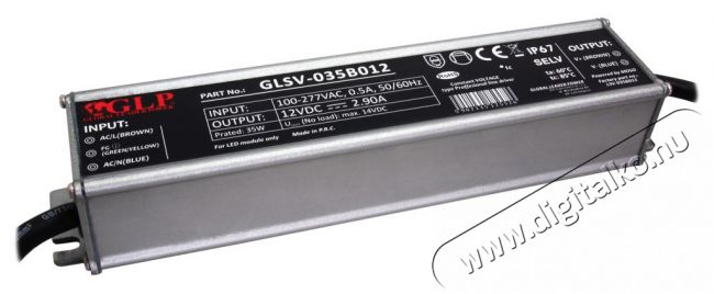 GLP GLSV-035B012 12V/2.9A 35W IP67 LED tápegység Háztartás / Otthon / Kültér - Világítás / elektromosság - Lámpa kiegészítő - 405496