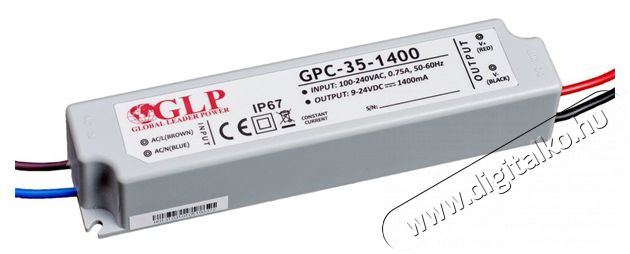 GLP GPCP-35-1400 33.6W 12~24V 1400mA IP67 LED tápegység Háztartás / Otthon / Kültér - Világítás / elektromosság - Lámpa kiegészítő - 405695