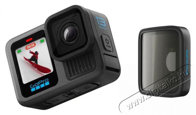 GoPro HERO13 Black + Anamorphic Lens Mod F&eacute;nyk&eacute;pezőg&eacute;p / kamera - Sport kamera - 4K felbont&aacute;s&uacute; - 519896