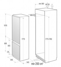 Gorenje RKI4182EW hűtőszekrény Konyhai termékek - Hűtő, fagyasztó (beépíthető) - Alulfagyasztós kombinált hűtő - 300381