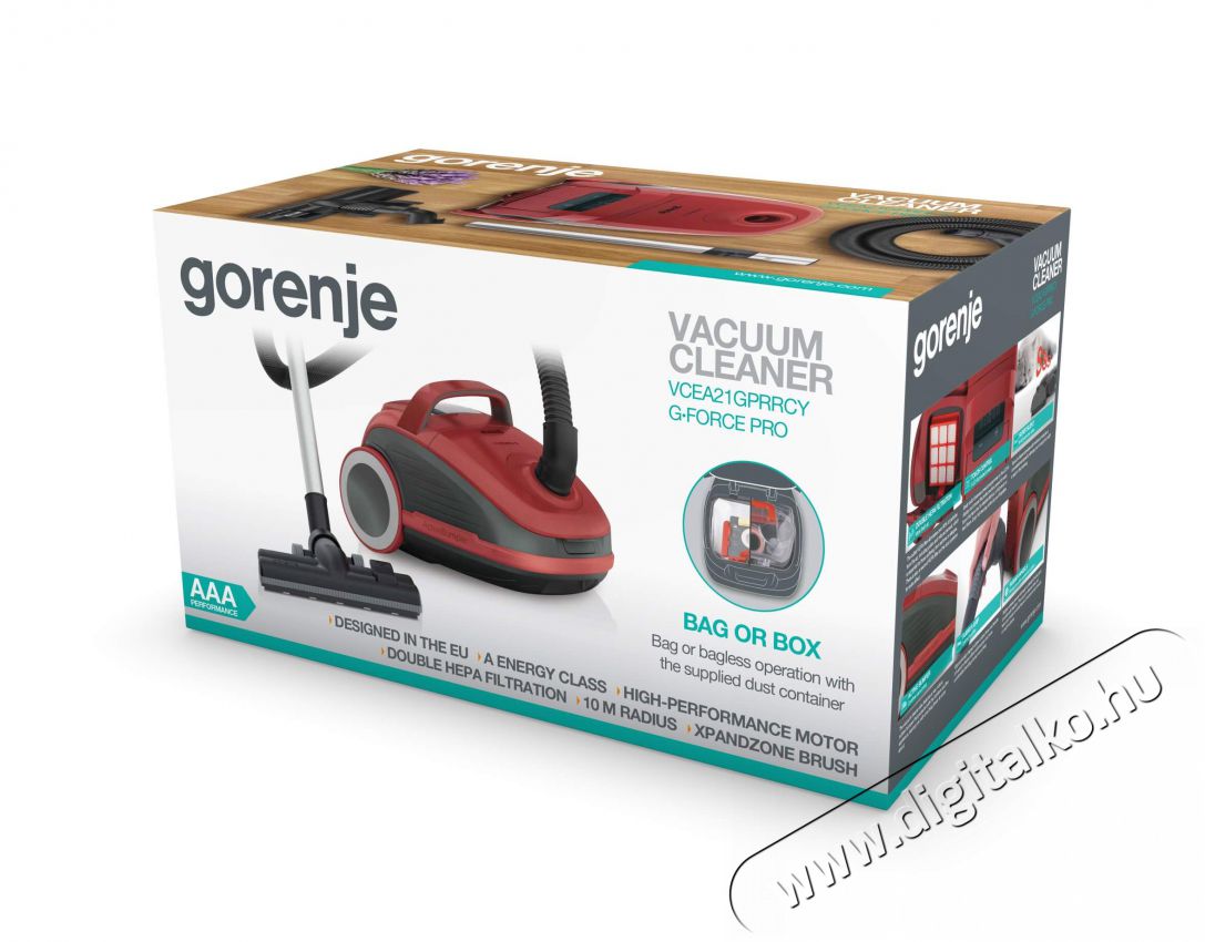 Gorenje VCEA21GPRRCY porzsákos és portartályos porszívó Háztartás / Otthon / Kültér - Porszívó / takarítógép - Porzsákos porszívó - 334198