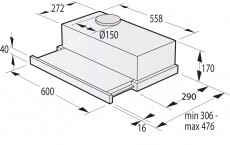 Gorenje TH60E3B beépíthető páraelszívó Konyhai termékek - Páraelszívó - Beépíthető / kihúzható - 362213