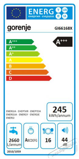 Gorenje GI66168X beépíthető mosogatógép Konyhai termékek - Mosogatógép - Normál (60cm) beépíthető mosogatógép - 362209