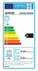 Gorenje GECS6C70WPA Elektromos tűzhely Konyhai termékek - Sütő-főzőlap, tűzhely (szabadonálló) - Elektromos tűzhely (szabadonálló) - 400179