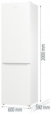 Gorenje NRK6202EW4 KitchenFit Hűtőszekrény Konyhai termékek - Hűtő, fagyasztó (szabadonálló) - Alulfagyasztós kombinált hűtő - 499770