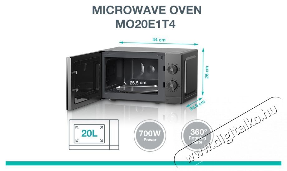 Gorenje MO20E1T4 MIKROHULL&Aacute;M&Uacute; S&Uuml;TŐ Konyhai term&eacute;kek - Mikrohull&aacute;m&uacute; s&uuml;tő - Mikrohull&aacute;m&uacute; s&uuml;tő (szabadon&aacute;ll&oacute;) - 502867