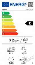 Gorenje GS541D10X szabadonálló mosogatógép Konyhai termékek - Mosogatógép - Keskeny (45cm-ig) szabadonálló mosogatógép - 373094