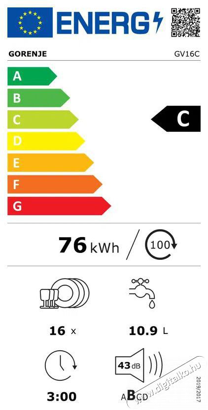 Gorenje GV16C Norm&aacute;l (60cm) be&eacute;p&iacute;thető mosogat&oacute;g&eacute;p Konyhai term&eacute;kek - Mosogat&oacute;g&eacute;p - Norm&aacute;l (60cm) be&eacute;p&iacute;thető mosogat&oacute;g&eacute;p - 527222