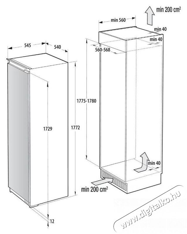 Gorenje RI517E62WF Konyhai term&eacute;kek - Hűtő, fagyaszt&oacute; (be&eacute;p&iacute;thető) - Egyajt&oacute;s hűtő - 515449