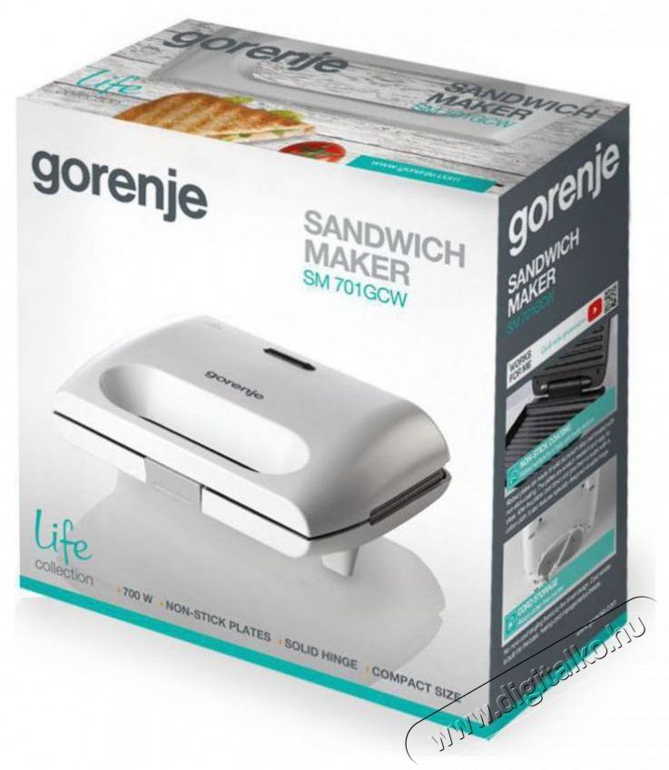 Gorenje SM701GCW szendvicss&uuml;tő Konyhai term&eacute;kek - Konyhai kisg&eacute;p (s&uuml;t&eacute;s / főz&eacute;s / hűt&eacute;s / &eacute;telk&eacute;sz&iacute;t&eacute;s) - Melegszendvics / gofri s&uuml;tő - 522864