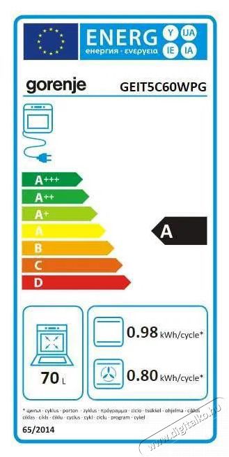 Gorenje GEIT5C60WPG Konyhai term&eacute;kek - S&uuml;tő-főzőlap, tűzhely (szabadon&aacute;ll&oacute;) - Elektromos tűzhely (szabadon&aacute;ll&oacute;) - 515458