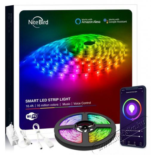 Gosund Nitebird NITEBIRD SL3 Smart Wi-Fi-s RGB LED szalag 2x5m, zene és APP vezérlés Háztartás / Otthon / Kültér - Világítás / elektromosság - Led szalag / fényfüzér - 451424