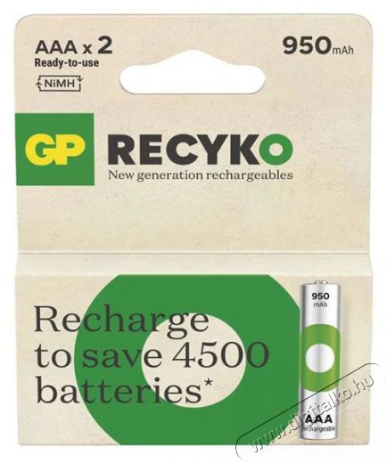 GP Batteries GP ReCyko NiMH Akkumulátor HR03 (AAA) 950mAh 2db Akkuk és töltők - Li-ion akkumulátor és töltő (gyári) - Akku - 508819