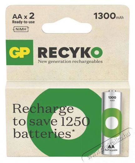 GP Batteries GP ReCyko NiMH Akkumulátor HR6 (AA) 1300mAh 2db Akkuk és töltők - Li-ion akkumulátor és töltő (gyári) - Akku - 508822