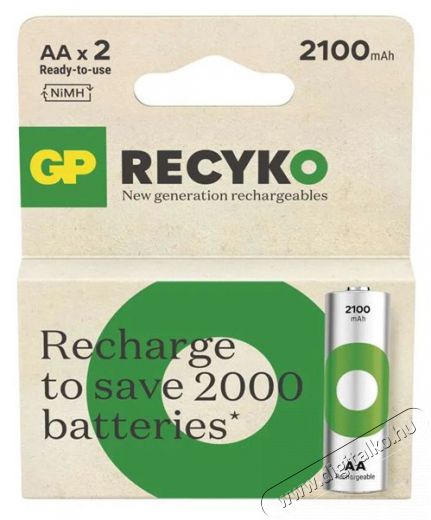 GP Batteries GP ReCyko NiMH Akkumulátor HR6 (AA) 2100mAh 2db Akkuk és töltők - Li-ion akkumulátor és töltő (gyári) - Akku - 508823