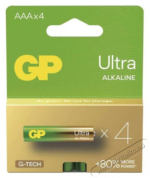 GP Batteries GP Ultra alk&aacute;li elem AAA 4db Akkuk &eacute;s t&ouml;ltők - Elem - 508805