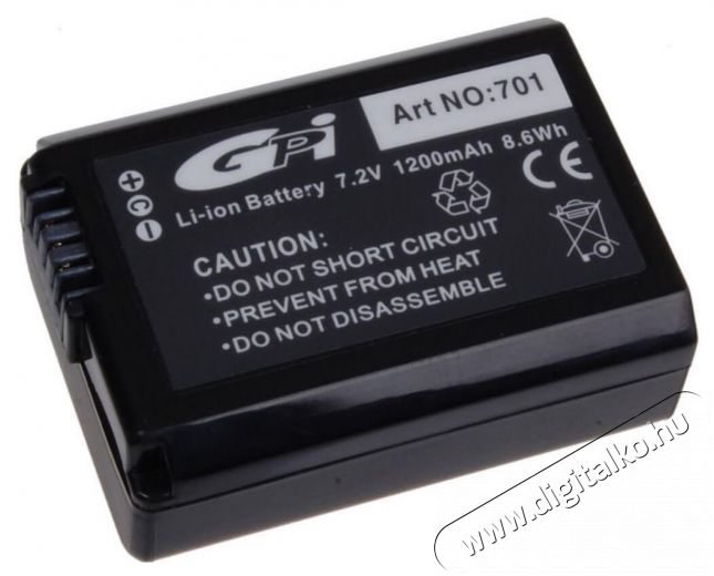 GPI 701 Li-ion akkumulátor Sony NP-FW50 (1200mAh) Akkuk és töltők - Li-ion akkumulátor és töltő (utángyártott) - Akku - 322817